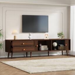 Matteo Walnut TV Cabinet & Media Unit with Roller Shutter Doors - thumbnail 8
