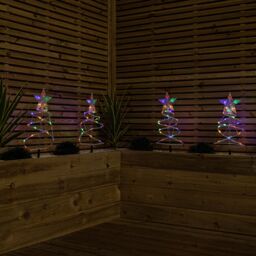 Samuel Alexander 45cm Set of 4 Light up White Spiral Christmas Tree Garden Path Lights with 100 Multi-Coloured LEDs - thumbnail 2