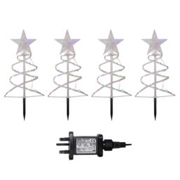 Samuel Alexander 45cm Set of 4 Light up White Spiral Christmas Tree Garden Path Lights with 100 Multi-Coloured LEDs - thumbnail 9