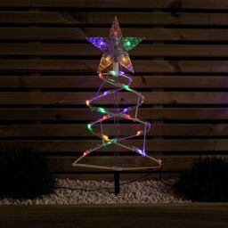 Samuel Alexander 45cm Set of 4 Light up White Spiral Christmas Tree Garden Path Lights with 100 Multi-Coloured LEDs - thumbnail 5