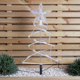 Samuel Alexander 45cm Set of 4 Light up White Spiral Christmas Tree Garden Path Lights with 100 Multi-Coloured LEDs - thumbnail 7