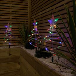 Samuel Alexander 45cm Set of 4 Light up White Spiral Christmas Tree Garden Path Lights with 100 Multi-Coloured LEDs - thumbnail 3