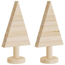 Berkfield Home Wooden Christmas Trees for Decoration 2 pcs 30 cm Solid Wood Pine in Brown - thumbnail 2