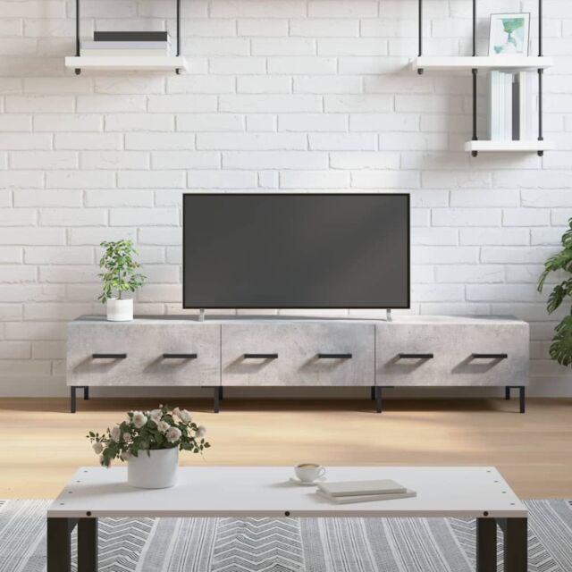 Berkfield Home TV Cabinet Concrete Grey 150x36x30 cm Engineered Wood - Size: 150 x 36 x 30 cm - image 1