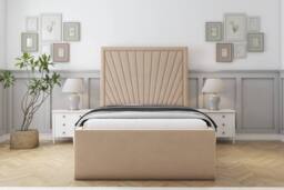 "Sloomy Somerset Plush Deep-Sided Bed Frame With 50"" Upholstered Headboard in Stone - Size: Single"
