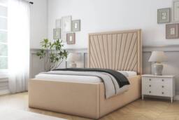 "Sloomy Somerset Plush Deep-Sided Bed Frame With 50"" Upholstered Headboard in Stone - Size: Single" - thumbnail 2