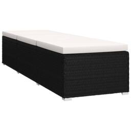 Berkfield Home Sun Lounger with Cushion & Tea Table Poly Rattan Black - thumbnail 7