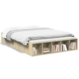 Berkfield Home Bed Frame without Mattress Sonoma Oak 135x190 cm Double in Brown - thumbnail 2