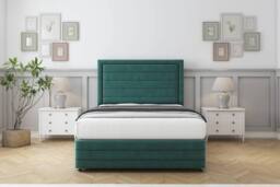 "Comfort Beds Anna Plush Divan Base 2 Drawers - 26"" Headboard-Footboard in Emerald - Size: Small Double" - thumbnail 3