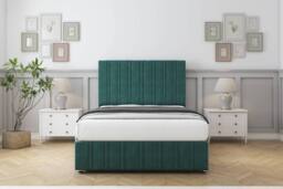 "Comfort Beds Lorenzo Plush Divan Set 2 Drawers-26"" Headboard-Footboard in Emerald - Size: Small Single" - thumbnail 1