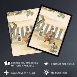 Artery8 Kusunoki Masashige Before Battle Vintage Framed Wall Art Print Sekka in Green - Size: A4 - thumbnail 2