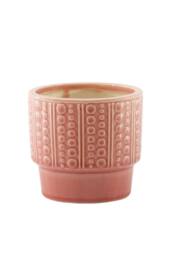 KDMD Hortus Salmon Pink Warwick Dimple Pot 21.5cm H x 22cm Dia - thumbnail 1