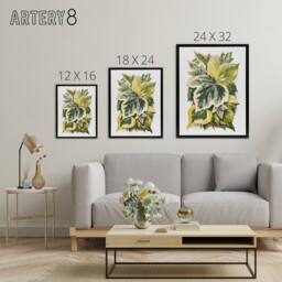 "Artery8 Ivy Leaf Variations Vintage Botanical Hibberd Framed Canvas Wall Art in Green - Size: W18"" x H24""" - thumbnail 4