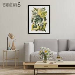 "Artery8 Ivy Leaf Variations Vintage Botanical Hibberd Framed Canvas Wall Art in Green - Size: W18"" x H24""" - thumbnail 3