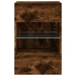 Berkfield Home TV Wall Cabinet with LED Lights Smoked Oak 40x30x60.5 cm in Brown - thumbnail 9
