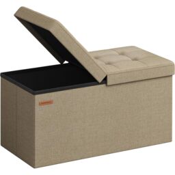 SONGMICS Medium Foldable Storage Bench Ottoman Flipping Lid Heavy Duty in Brown - thumbnail 6