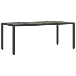 Berkfield Home Garden Table with Glass Top Black 190x90x75 cm Poly Rattan - Size: 190 x 90 x 75 cm - thumbnail 6