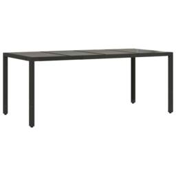Berkfield Home Garden Table with Glass Top Black 190x90x75 cm Poly Rattan - Size: 190 x 90 x 75 cm - thumbnail 3