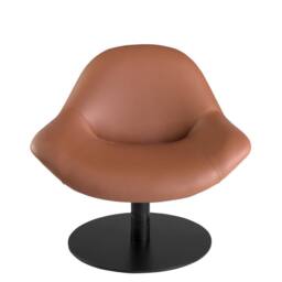Angel Cerda Brown Leatherette Swivel Armchair with Black Legs - thumbnail 2