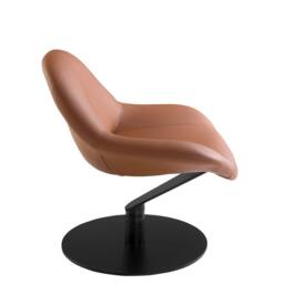 Angel Cerda Brown Leatherette Swivel Armchair with Black Legs - thumbnail 6