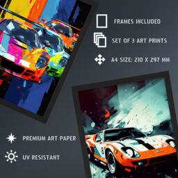 Artery8 A4 Wall Art & Frame Set of 3 Racing Car Motorsport Grand Prix - thumbnail 3