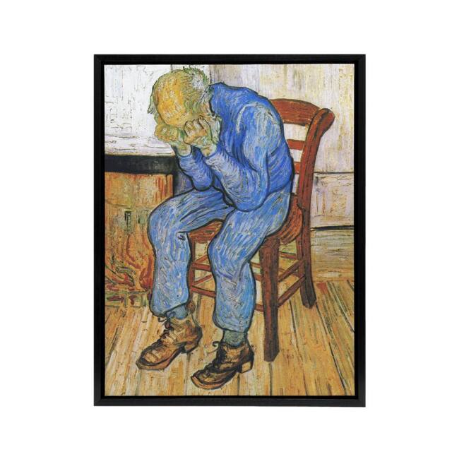 "Artery8 At Eternity's Gate Sorrowing Old Man Van Gogh Framed Canvas Wall Art in Brown - Size: W12"" x H16""" - image 1