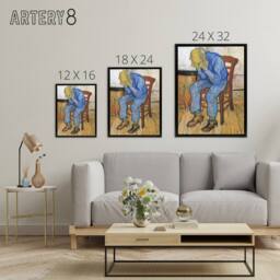 "Artery8 At Eternity's Gate Sorrowing Old Man Van Gogh Framed Canvas Wall Art in Brown - Size: W12"" x H16""" - thumbnail 4