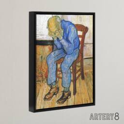 "Artery8 At Eternity's Gate Sorrowing Old Man Van Gogh Framed Canvas Wall Art in Brown - Size: W12"" x H16""" - thumbnail 2