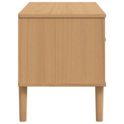 Berkfield Home TV Cabinet SENJA Rattan Look Brown 106x40x49cm Solid Wood Pine in Light Brown - Size: 106 x 40 x 49 cm - thumbnail 7