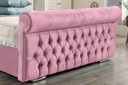 UK Bed Furniture Faye Slatted Base Upholstered Bed with 48 Inch Headboard in Pink - Size: Single - thumbnail 3