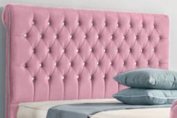 UK Bed Furniture Faye Slatted Base Upholstered Bed with 48 Inch Headboard in Pink - Size: Single - thumbnail 2