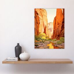 Artery8 Zion National Park Canyon Artwork Amber Orange Green Bright Sunlit Narrows Gorge Large Wall Unframed Art Poster Print Thick Paper 18X24 Inch - thumbnail 4