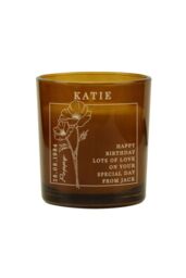 Personalised Memento Company Personalised August Birth Flower Amber Glass Candle - thumbnail 1