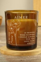 Personalised Memento Company Personalised August Birth Flower Amber Glass Candle - thumbnail 3