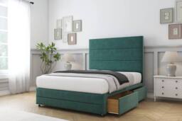 "Sloomy Monaco Plush Divan Base 2 Drawers -54"" Headboard & 12"" Footboard in Emerald - Size: Small Single" - thumbnail 4