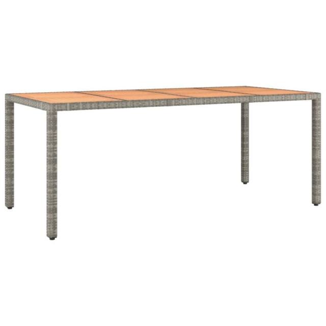 Berkfield Home Garden Table with Wooden Top Grey Poly Rattan&Solid Wood Acacia - image 1