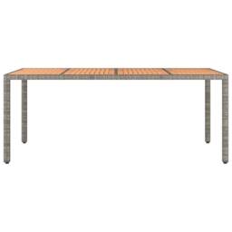 Berkfield Home Garden Table with Wooden Top Grey Poly Rattan&Solid Wood Acacia - thumbnail 3