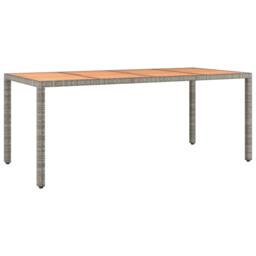 Berkfield Home Garden Table with Wooden Top Grey Poly Rattan&Solid Wood Acacia - thumbnail 1