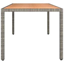 Berkfield Home Garden Table with Wooden Top Grey Poly Rattan&Solid Wood Acacia - thumbnail 4