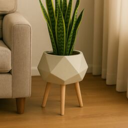 Orsina Darnell White Multifaceted Planter