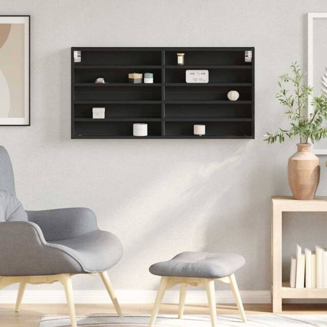 Berkfield Home Vitrine Cabinet Black 100x8.5x50 cm Engineered Wood - image 1