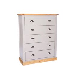 Cabinet Bits Bomporto 5 Drawer Chest of Drawers Chrome Cup Handle in Light Grey - thumbnail 1