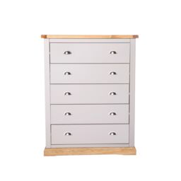 Cabinet Bits Bomporto 5 Drawer Chest of Drawers Chrome Cup Handle in Light Grey - thumbnail 2