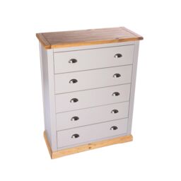 Cabinet Bits Bomporto 5 Drawer Chest of Drawers Chrome Cup Handle in Light Grey - thumbnail 3