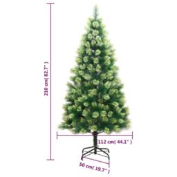 Berkfield Home Beautiful Artificial Hinged Christmas Tree with Stand 210 cm in Green - thumbnail 9