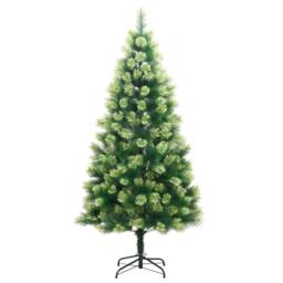 Berkfield Home Beautiful Artificial Hinged Christmas Tree with Stand 210 cm in Green - thumbnail 3