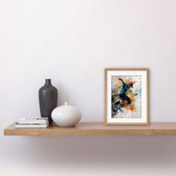 "Artery8 Wall Art Print Parkour Jump Urban Sport Paint Splat Action Shot Artwork Framed 9X7 Inch in Beige - Size: W7"" x H9""" - thumbnail 2
