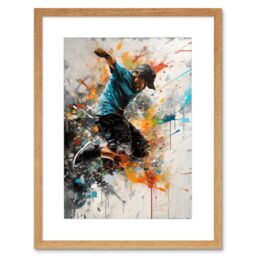 "Artery8 Wall Art Print Parkour Jump Urban Sport Paint Splat Action Shot Artwork Framed 9X7 Inch in Beige - Size: W7"" x H9""" - thumbnail 1