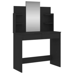 Berkfield Home Dressing Table with Mirror Black 96x39x142 cm - Size: 96 x 39 x 142 cm - thumbnail 2