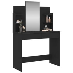 Berkfield Home Dressing Table with Mirror Black 96x39x142 cm - Size: 96 x 39 x 142 cm - thumbnail 3